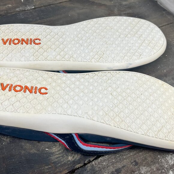 2712 Vionic Womens Tide Sport Toe Post Sandal Navy Blue Size 11W US Red White - Picture 2 of 6